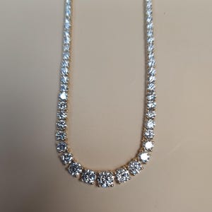 9.13 Ct Diamond Tennis Necklace, 14K Gold 17 inch Graduated Lab Grown Diamond Tennis Necklace, Beautiful White Diamonds