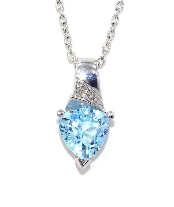 1.5 Carat Citrine /& Diamond Trillion Pendant .925 Sterling Silver
