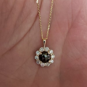 Diamond Necklace 14K Gold Black Diamond 