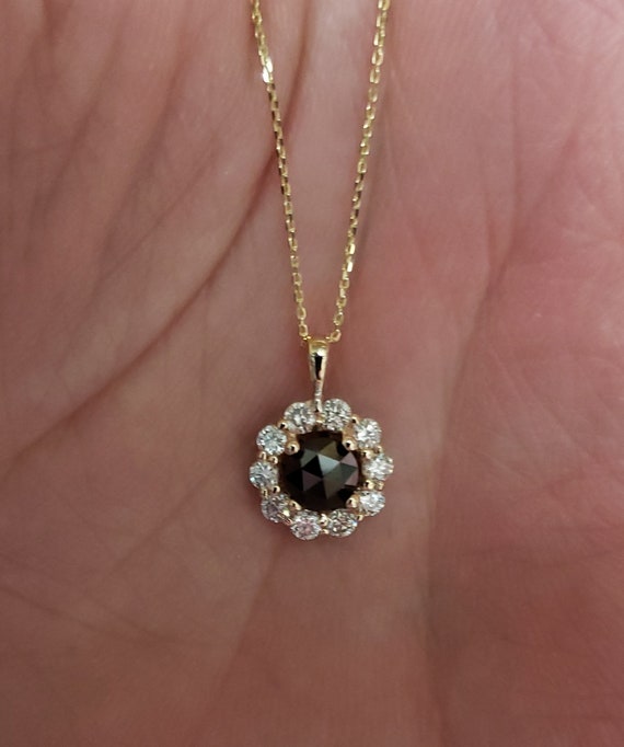 Diamond Necklace 14K Gold Black Diamond 