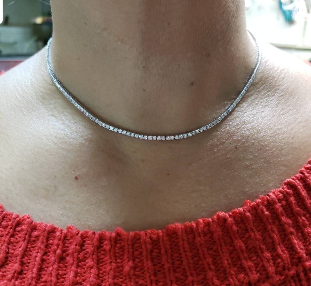 6 Ct Diamond Tennis Necklace, 16 inch 