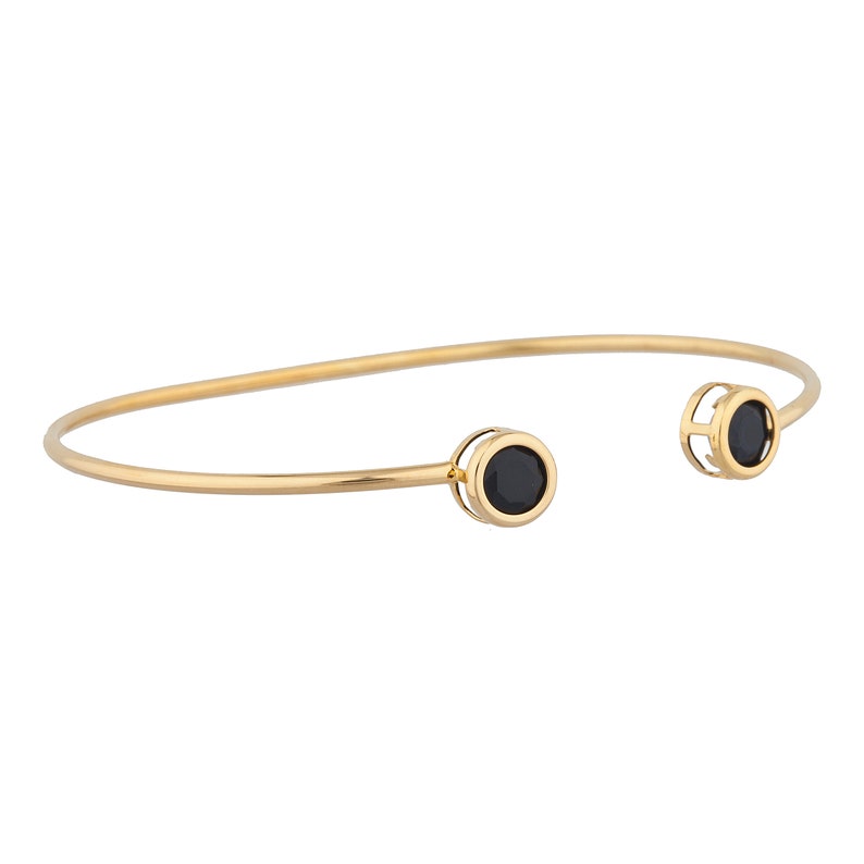 14kt Gold Genuine Black Onyx Round Bezel Bangle Bracelet | Etsy