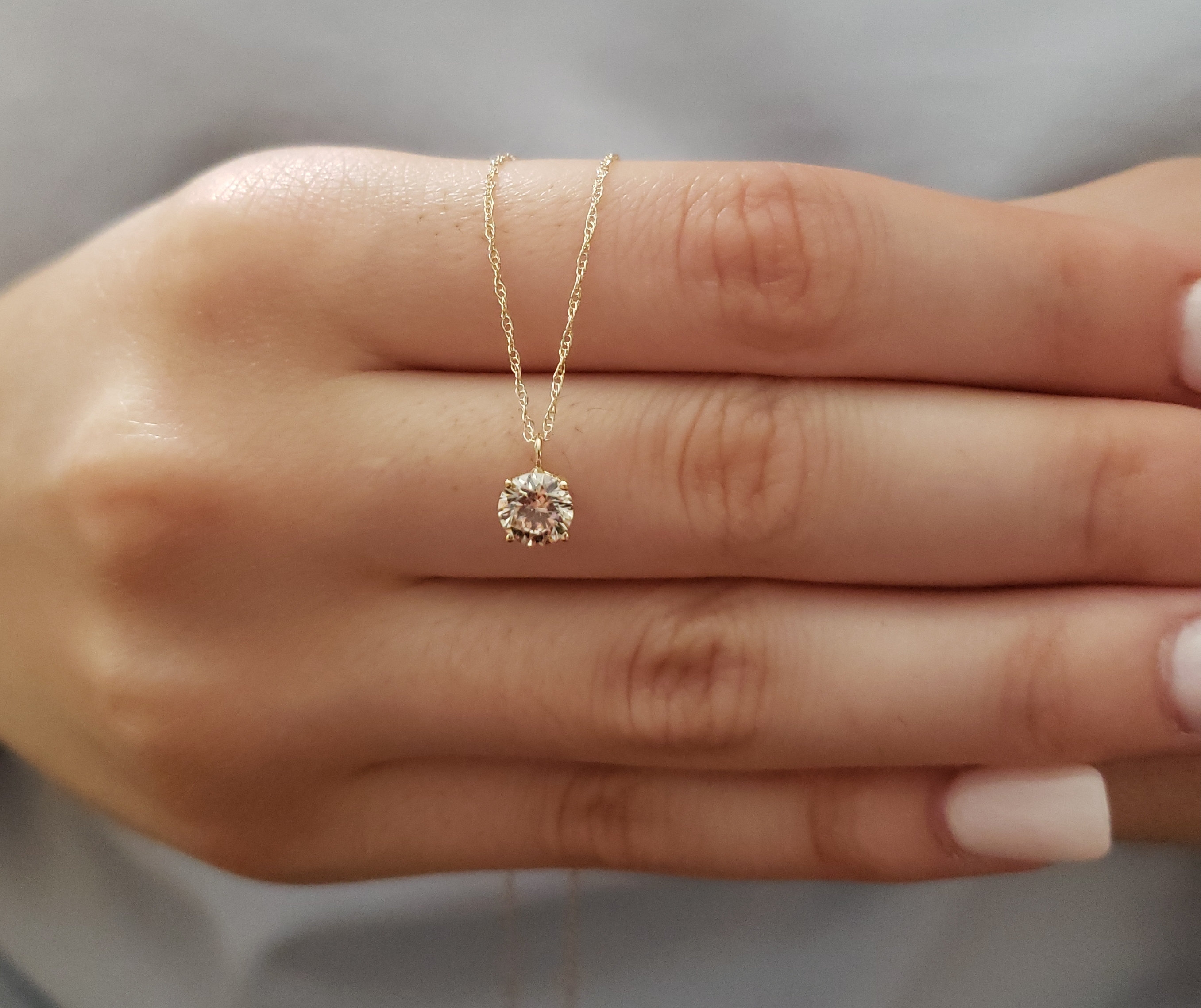 0.50 Ct Diamond Necklace 14Kt Gold Diamond Solitaire | Etsy