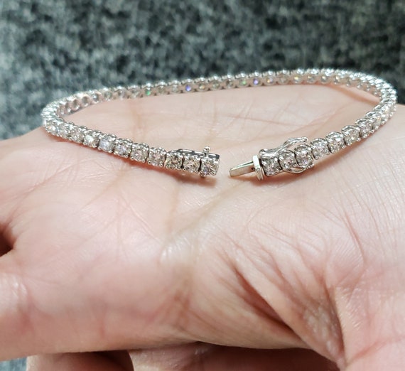 Princess 7ct GH SI Diamond 18ct White Gold Tennis Bracelet | Jian London