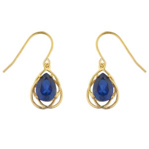 14K Gold Blue Sapphire Earrings, Sapphire Earrings, Dangle Earrings, Drop Earrings, Teardrop Earrings, September Birthstone Earrings