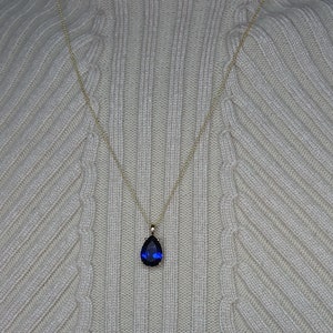 Ciondolo In Lapislazzuli Naturale A Goccia Con Collana Cordino &ndash; Blu Scuro &ndash; Nuovo Senza Scatola