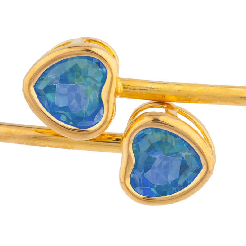 14Kt Yellow Gold Plated Natural Blue Mystic Topaz Heart Bezel Bangle Bracelet Bridesmaid Bridal Wedding Jewelry Dainty Fashion
