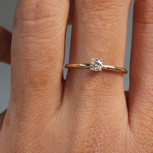 0,15 Ct Diamantring, 14K Diamantring, Labor gewachsener Diamantring