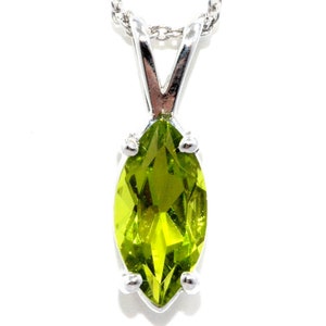 14Kt Gold Peridot Necklace, Peridot Pendant, Marquise Necklace, August Birthstone Necklace