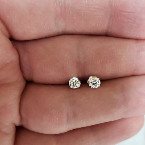 14kt Gold 0.20 Ct Diamond Earrings Real Diamond Earrings Etsy