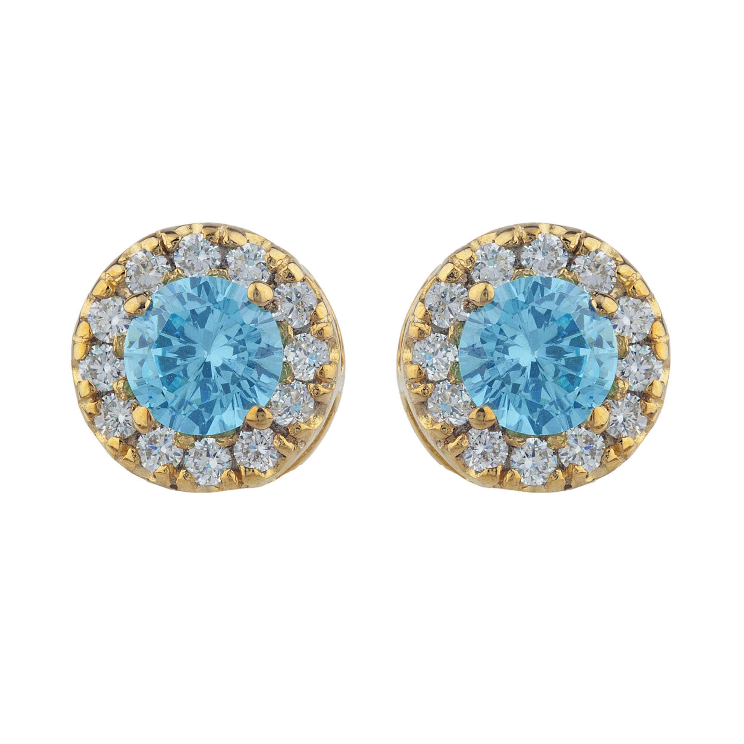 14K Gold Swiss Blue Topaz Earrings Blue Topaz Stud Earrings Etsy