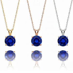 14K Gold Blue Sapphire Necklace, Sapphire Pendant, September Birthstone Necklace image 2