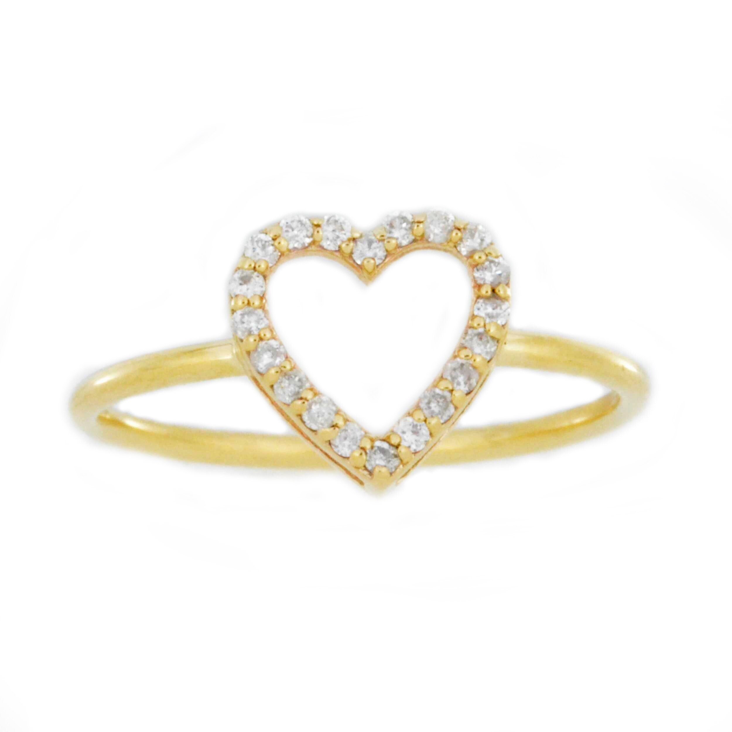 14kt Gold Diamond Open Heart Ring Open Heart Diamond Ring Gold
