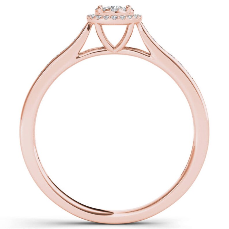 10Kt Rose Gold 0.25 Ct Genuine Natural Diamond Engagement Halo Ring