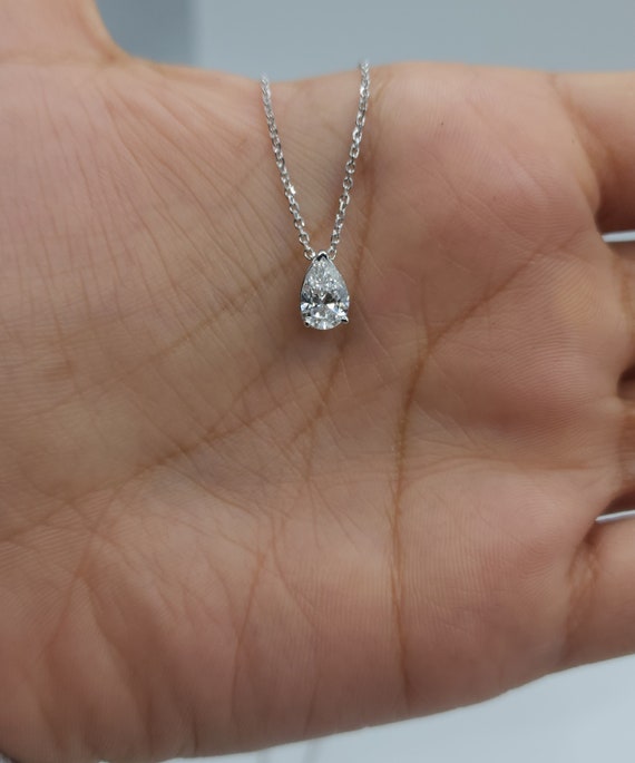 Lab Grown Diamond Necklace in 14 Karat Yellow Gold 1 Carat Lab Grown Diamond  Solitaire 16 inch Necklace