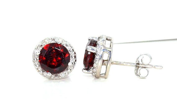 2.00 Ct Rond 6 mm rouge Création Rubis Argent Sterling 925 Boucles D/'oreilles Clou