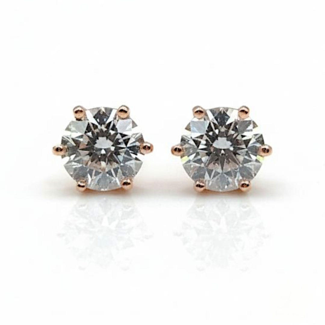 Boucles D'oreilles Créoles En Or Blanc 14k Avec Diamant Naturel 1ct - Elizabeth Jewelry