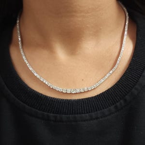 7.14 Ct Diamond Tennis Necklace, 14K Gold 17 inch Graduated Lab Grown Diamond Tennis Necklace, Beautiful White Diamonds
