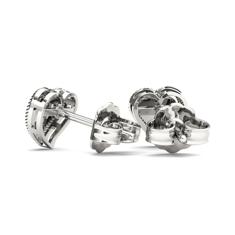 10Kt White Gold 0.10 Ct Genuine Natural Diamond Heart Shape Stud Earrings