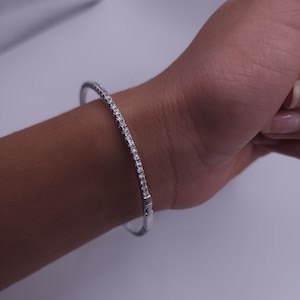 14K 3.09 Ct Diamond Bangle, 14Kt Gold Genuine Natural Diamond Bracelet, Flexible Bangle