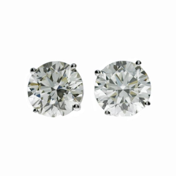 Boucles D'oreilles Clous Diamants Or Blanc 14k 1.43 Ct Cultivés En Labo - Elizabeth Jewelry - Neuf Sans Emballage