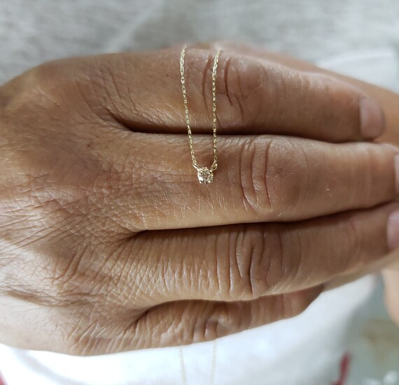 Attached Diamond On Chain 14Kt Gold Diamond Necklace Diamond Etsy