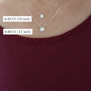 Attached Diamond On Chain, 14Kt Gold Diamond Necklace, Diamond Solitaire Necklace, Bridesmaid Necklace image 9