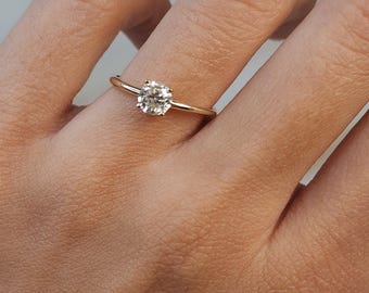 14 kt goud 0,50 kt diamanten ring, in het laboratorium gekweekte diamanten ring
