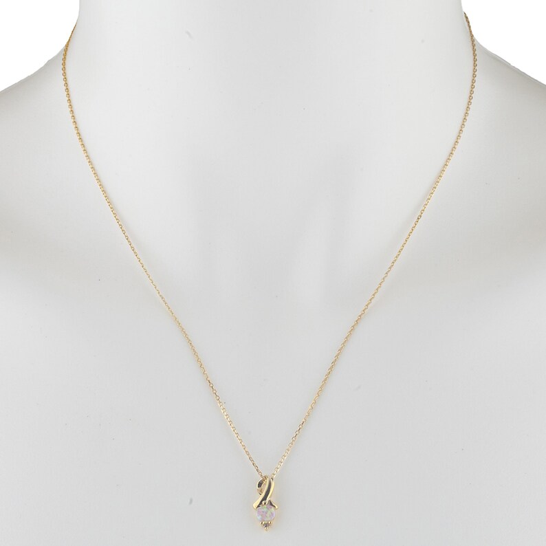 Opal Pendant 14Kt Gold Pink Opal Necklace Opal Diamond Necklace October Birthstone Necklace