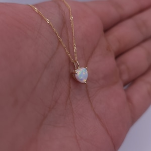 14Kt Gold Opal Heart Necklace, Opal Pendant, October Birthstone Necklace image 2