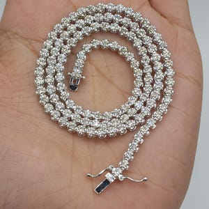 6 Ct Diamond Tennis Necklace, 17 inch Diamond Necklace, Buttercup Setting, 14K Gold Lab Grown Diamond Necklace, Beautiful White Diamonds