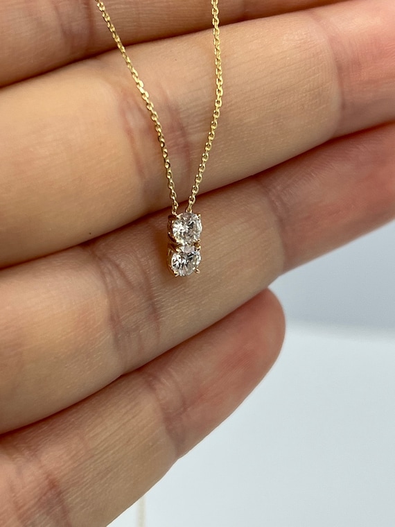 14K Gold Diamond Solitaire Necklace