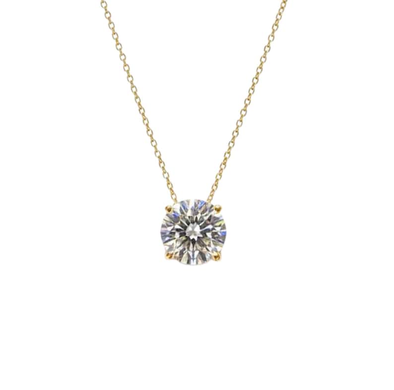 Collar solitario con diamantes cultivados en laboratorio y diamantes blancos engastados en oro de 14 quilates. imagen 10