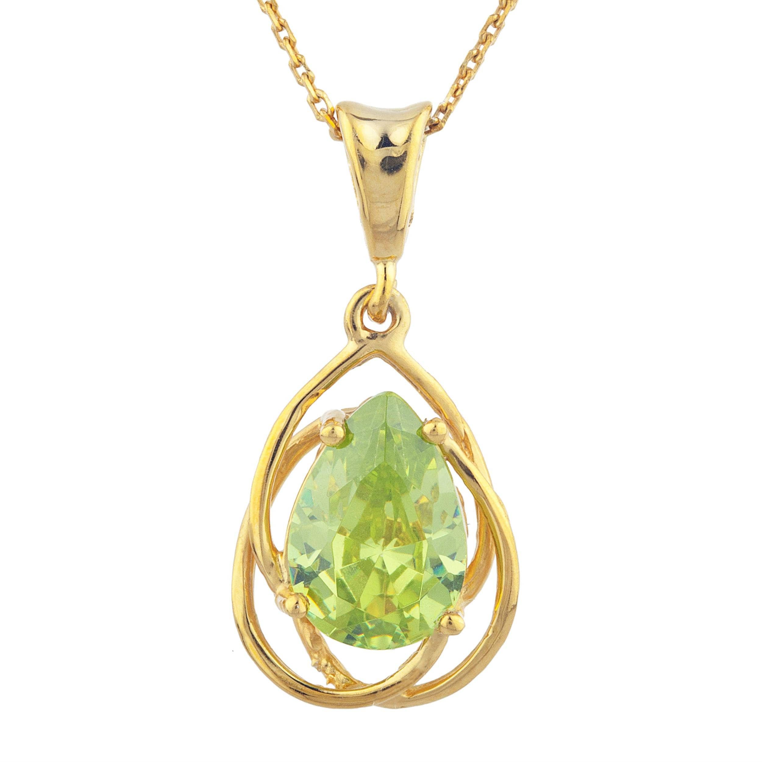 14kt Gold Peridot Necklace Peridot Pendant Teardrop Etsy