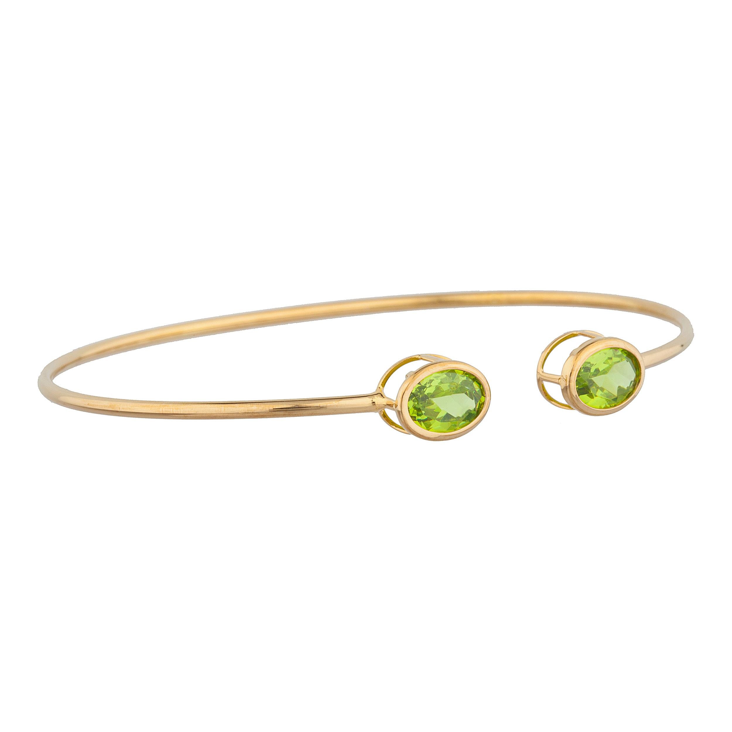 14Kt Gold Peridot Bangle Peridot Bracelet Peridot Gold Etsy
