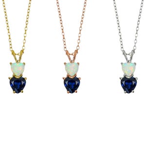thumbnail image 2 of Old English Jewellers 9ct Gold Natural Opal & Sapphire Cluster Pendant Necklace – 18" Chain, Solid 9K Gold, NEW 2 of 6