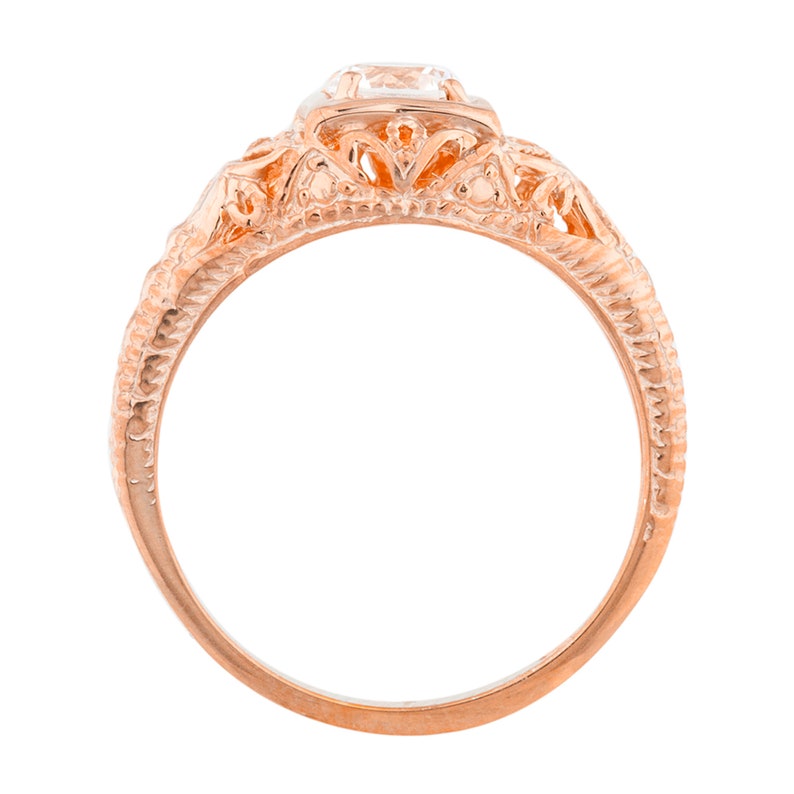 14Kt Rose Gold Plated Orange Citrine /& Diamond Round Ring Dainty Gift For Her Jewelry Fashion Trend