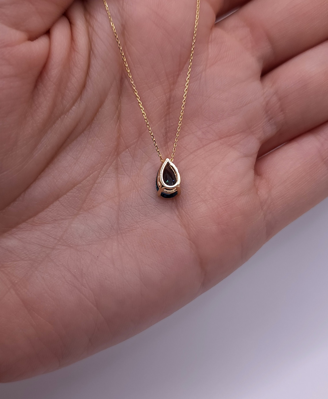 14kt Gold London Blue Topaz Teardrop Necklace Topaz Pendant Etsy