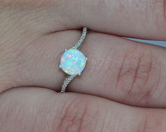 Opal Ring, Opal Diamond Ring, Opal Dainty Ring, Opal Silver Ring, October Birthstone Ring, Opal Promise Ring, Opal Gold Ring