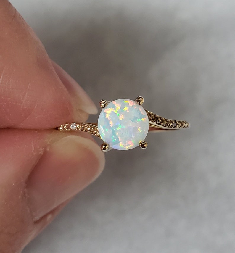 Opal Ring, Opal Diamond Ring, Opal Dainty Ring, Opal Silver Ring, October Birthstone Ring, Opal Gold Ring 