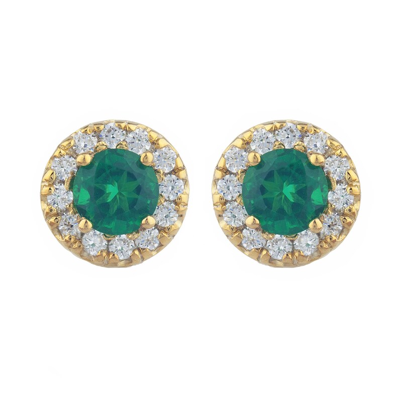 Revival Mini Frame 14K Gold Emerald Stud Earrings main image 1