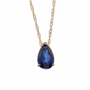 14Kt Gold Blue Sapphire Teardrop Necklace, Sapphire Pendant, September Birthstone Necklace, Sapphire Gold Necklace image 7