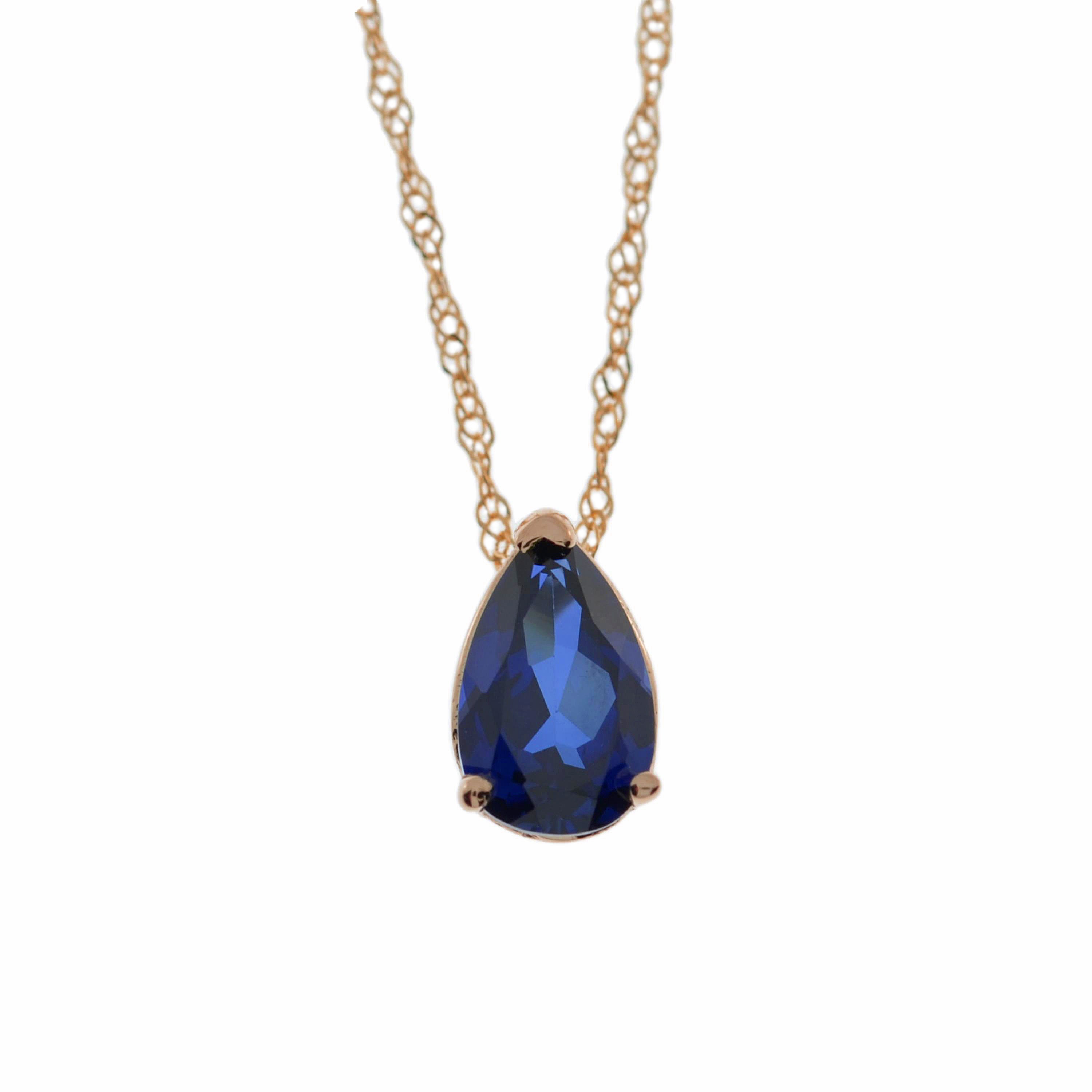 14kt Gold Blue Sapphire Teardrop Necklace, Sapphire Pendant, September  Birthstone Necklace, Sapphire Gold Necklace - Etsy