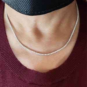 5.60 Ct Diamond Tennis Necklace, 17 inch Lab Grown Diamond Tennis Necklace, 14Kt Gold Beautiful White Diamonds