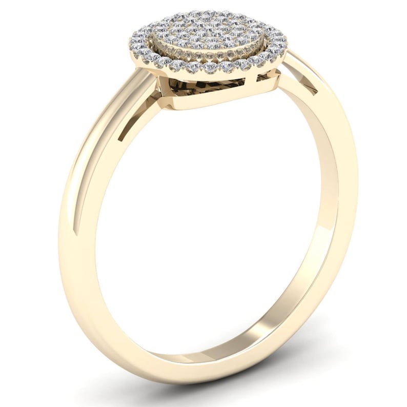 10Kt Yellow Gold 0.15 Ct Genuine Natural Diamond Engagement Halo Ring