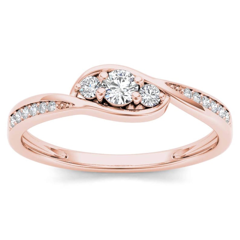 10Kt Rose Gold 0.22 Ct Genuine Natural Diamond Engagement Ring