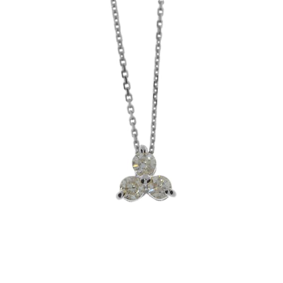 3 Stone Diamond Necklace, 14K Gold Diamond Necklace, 0.12 Ct
