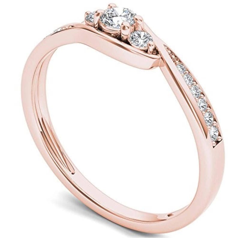 10Kt Rose Gold 0.22 Ct Genuine Natural Diamond Engagement Ring