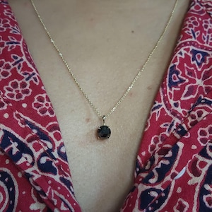 0.75 Ct Rose Cut Black Diamond Necklace, 14K Gold Black Diamond Necklace, Genuine Rose cut Black Diamond Necklace