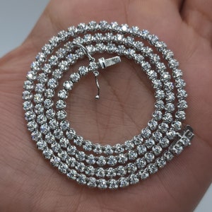 7 Ct Diamond Tennis Necklace, 17 inch Diamond Necklace, Buttercup Setting, 14K Gold Lab Grown Diamond Necklace, Beautiful White Diamonds